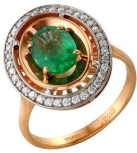 Кольцо с изумрудом и бриллиантами из красного золота