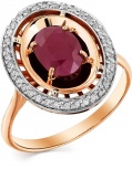 Кольцо с рубином и бриллиантами из красного золота (арт. 2164435)