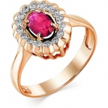Кольцо с рубином и бриллиантами из красного золота (арт. 2167254)