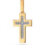 Крестик с 16 бриллиантами из красного золота (арт. 2168937)