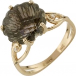 Кольцо Цветок с фианитами и раухтопазом из красного золота (арт. 2180277)