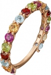 Кольцо с россыпью цветных камней из красного золота (арт. 2213530)