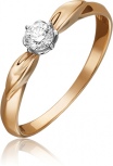 Кольцо с 1 бриллиантом из комбинированного золота (арт. 2441860)