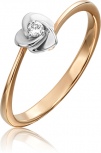Кольцо с 1 бриллиантом из комбинированного золота (арт. 2442343)