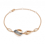 Браслет с эмалью и фианитами из комбинированного золота