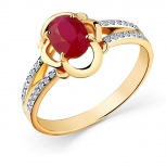 Кольцо с рубином и бриллиантами из красного золота (арт. 2502953)