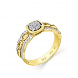 Кольцо с 52 бриллиантами из комбинированного золота