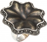 Кольцо с марказитом, вставкой из эмали из серебра (арт. 735717)