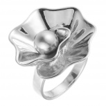 Кольцо Цветок с жемчугом из серебра