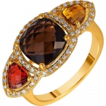 Кольцо с россыпью цветных и драгоценных камней из жёлтого золота (арт. 766219)
