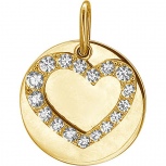Подвеска Сердце с 17 фианитами из жёлтого золота (арт. 823979)