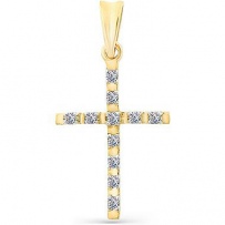 Крестик с 11 бриллиантами из жёлтого золота (арт. 2161272)