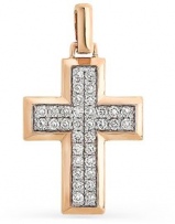 Крестик с 34 бриллиантами из красного золота (арт. 2162524)