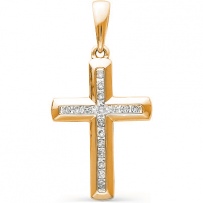 Крестик с 17 бриллиантами из красного золота (арт. 2162675)