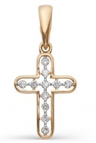 Крестик с 11 бриллиантами из красного золота (арт. 2163195)
