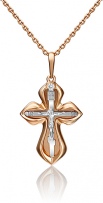 Крестик с бриллиантом из комбинированного золота (арт. 2219163)