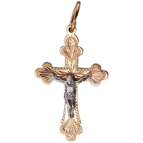 Крестик из комбинированного золота (арт. 368649)