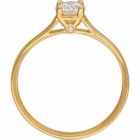 Кольцо с фианитом и кристаллами swarovski из жёлтого золота (арт. 850442)