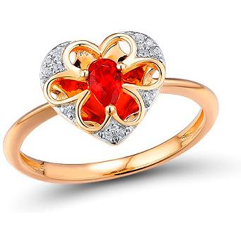 

Кольцо с рубином и бриллиантами из красного золота