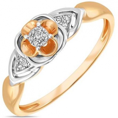 

Кольцо Цветок с 13 бриллиантами из красного золота