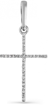Крестик с 31 бриллиантом из белого золота (арт. 2163083)