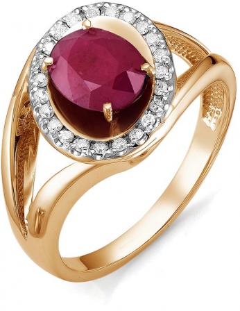Кольцо с рубином и бриллиантами из красного золота (арт. 2165115)