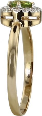 Кольцо с фианитами и хризолитом из красного золота (арт. 2180170)