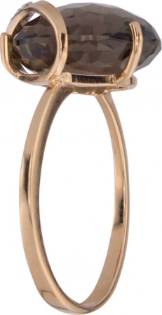 Кольцо с фианитами и раухтопазом из красного золота (арт. 2180249)