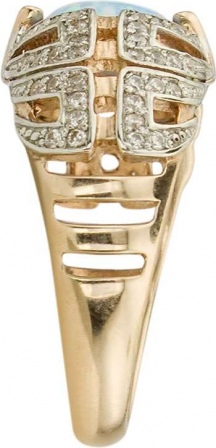 Кольцо с фианитами и опалом из красного золота (арт. 2180492)