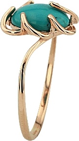 Кольцо Цветок с 1 бирюзой из красного золота (арт. 2180555)