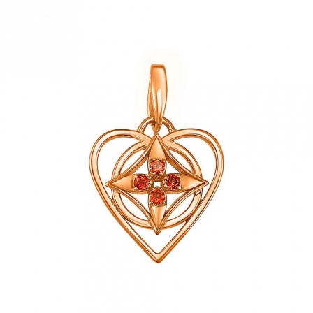 Подвеска Сердце с 4 гранатами из красного золота (арт. 2184464)