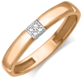 Кольцо с 4 бриллиантами из красного золота (арт. 2215550)