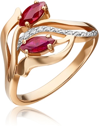 Кольцо с рубинами и бриллиантами из красного золота (арт. 2441417)