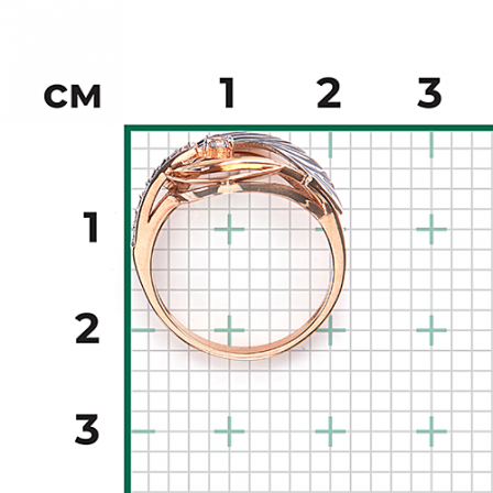 Кольцо с эмалью и фианитами из комбинированного золота (арт. 2446907)