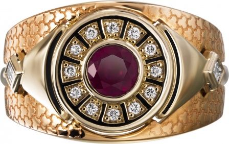Кольцо с рубином и бриллиантами из комбинированного золота (арт. 2490019)