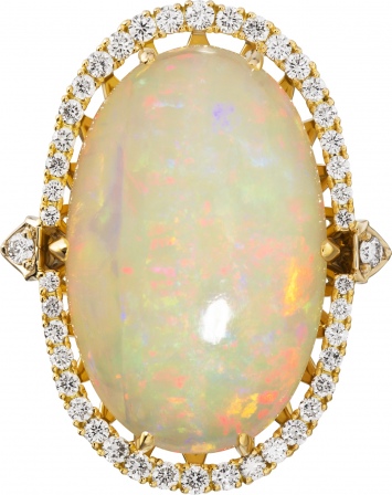 Кольцо с опалом и бриллиантами из комбинированного золота 750 пробы (арт. 2490099)