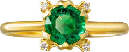 Кольцо с изумрудом и бриллиантами из жёлтого золота 750 пробы (арт. 2490981)