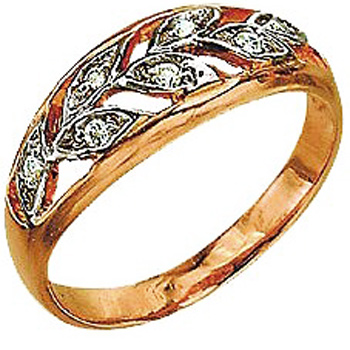 Кольцо с 7 бриллиантами из красного золота  (арт. 300156)