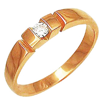 Кольцо с 1 бриллиантом из красного золота  (арт. 300177)