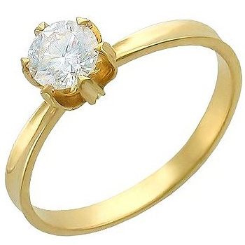 Кольцо с 1 бриллиантом из жёлтого золота 750 пробы (арт. 300485)