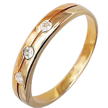 Кольцо с 3 бриллиантами из комбинированного золота  (арт. 300604)