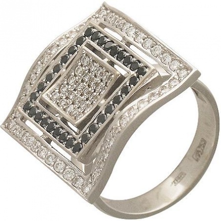 Яркое кольцо с 105 бриллиантами из белого золота 750 пробы (арт. 300706)