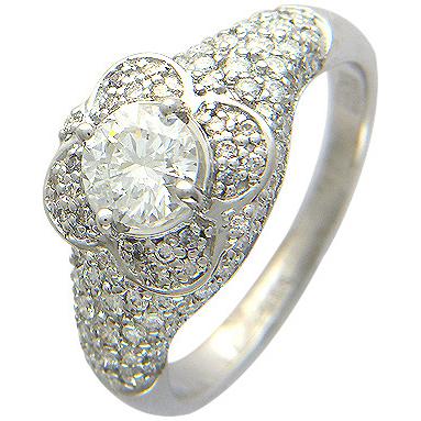 Кольцо Цветок с 95 бриллиантами из белого золота 750 пробы (арт. 300783)