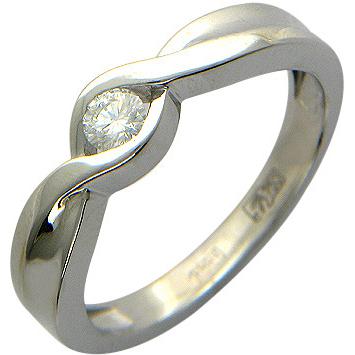 Кольцо с 1 бриллиантом из белого золота 750 пробы (арт. 300829)