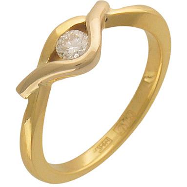 Кольцо с 1 бриллиантом из комбинированного золота 750 пробы (арт. 300895)