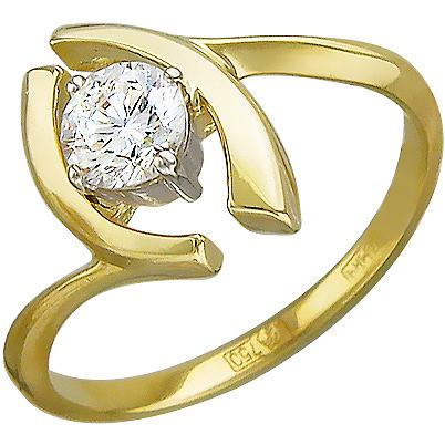 Кольцо с 1 бриллиантом из комбинированного золота 750 пробы (арт. 300899)