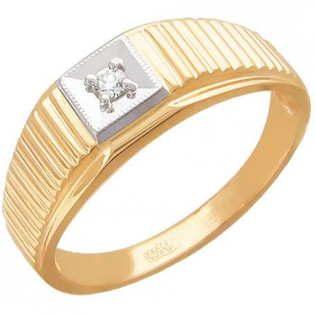 Кольцо с 1 бриллиантом из комбинированного золота  (арт. 302166)
