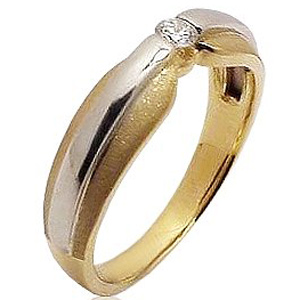 Кольцо с 1 бриллиантом из комбинированного золота 750 пробы (арт. 302423)