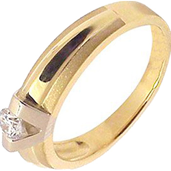 Кольцо с 1 бриллиантом из комбинированного золота 750 пробы (арт. 302424)