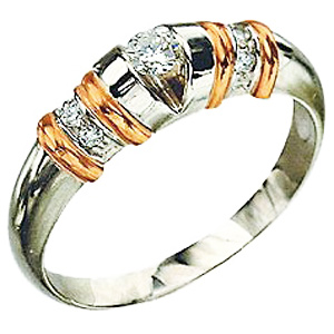 Кольцо с 7 бриллиантами из комбинированного золота 750 пробы (арт. 302426)